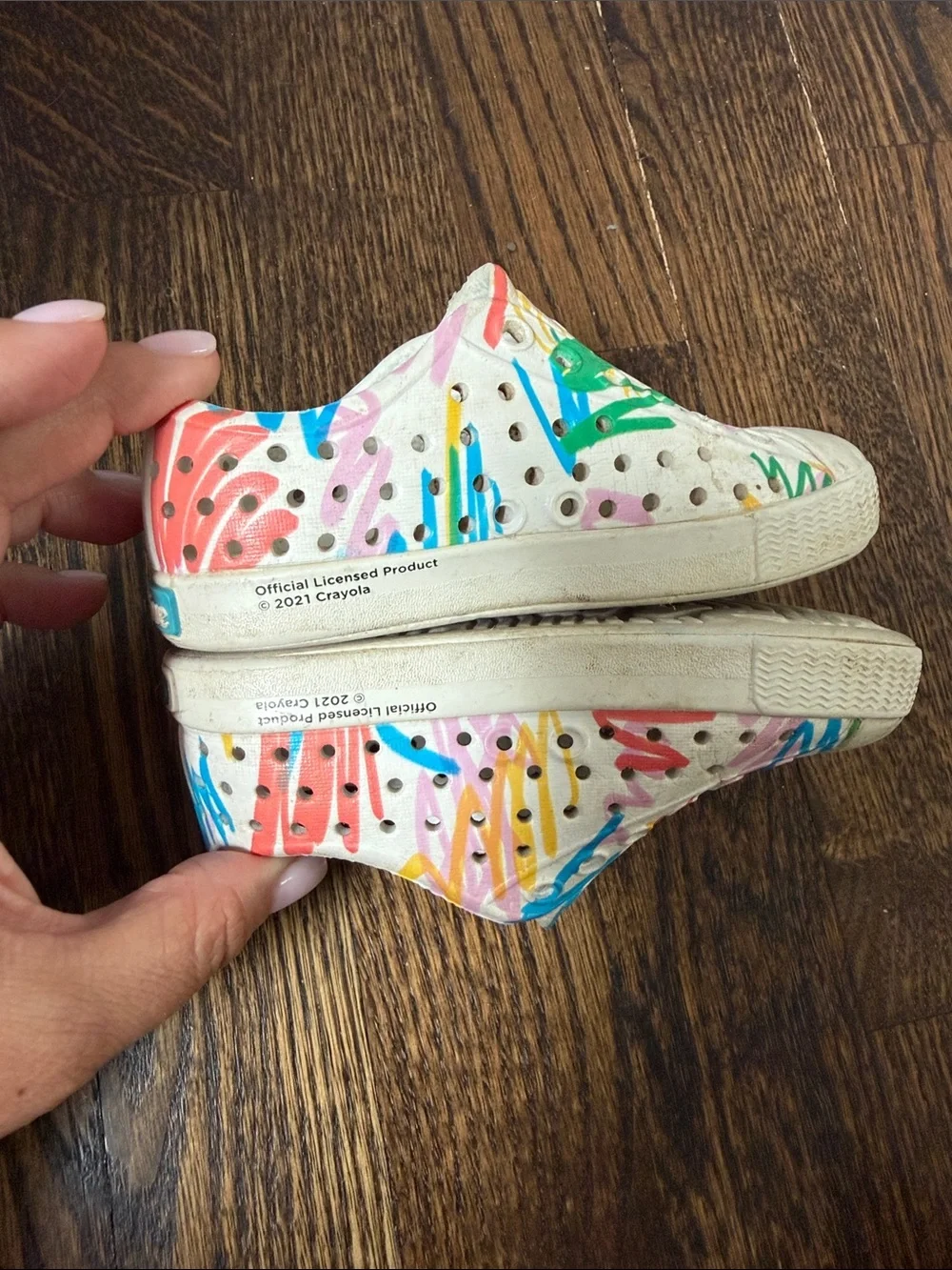 Native & Crayola collab White Multicolor rainbow Graffiti Print Slip-On Shoe 6